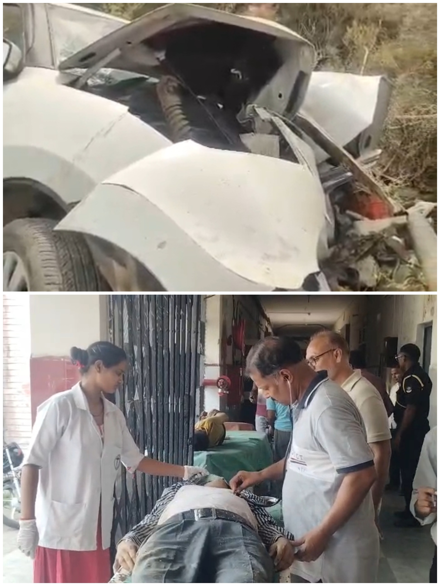 अनियंत्रित कर पानी भरी हुई खाई में गिरी कार में सवार एक मौत छः घायल 